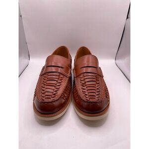 Stafford Barolo Cognac Woven Penny Loafers Mens 10 M Memory Foam Slip On Shoes
